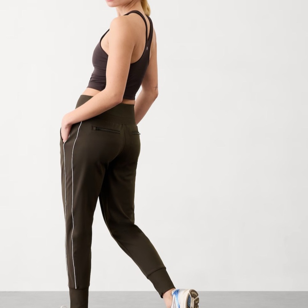 Athleta Venice High Rise Jogger - small petite- Granite Blue, white stripes